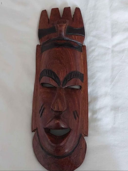 Par de máscaras Africanas Senegal esculpidas em madeira