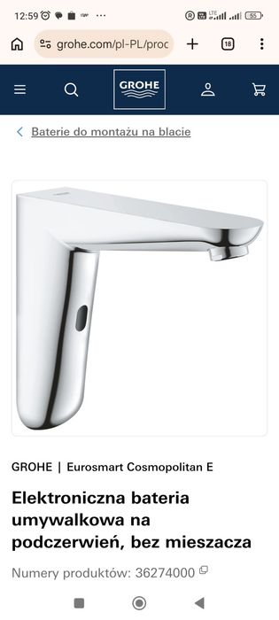 NOWA Elektroniczna Bateria Podtynkowa GROHE Euroeco 36274000