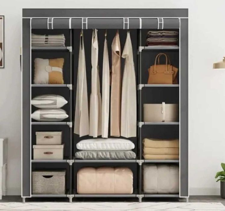 Містка розбірна тканинна шафа органайзер для одягу на 4 секції шкаф