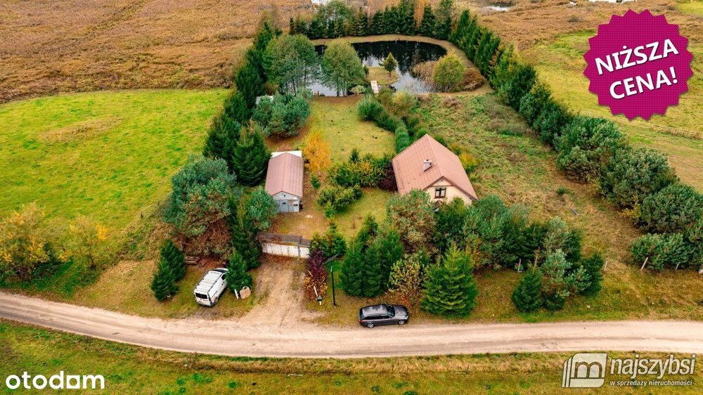 Rydzewo - dom na skraju wsi ze stawem