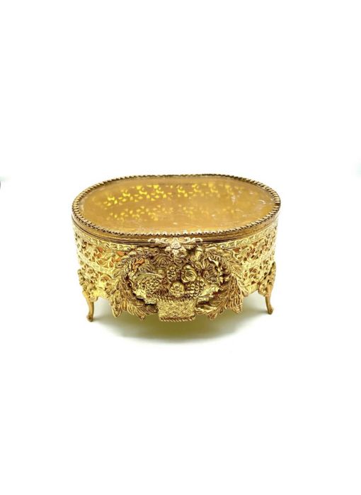 Frascos perfumes e guarda joias antigos banhado a ouro filigrana, âmbar, matson