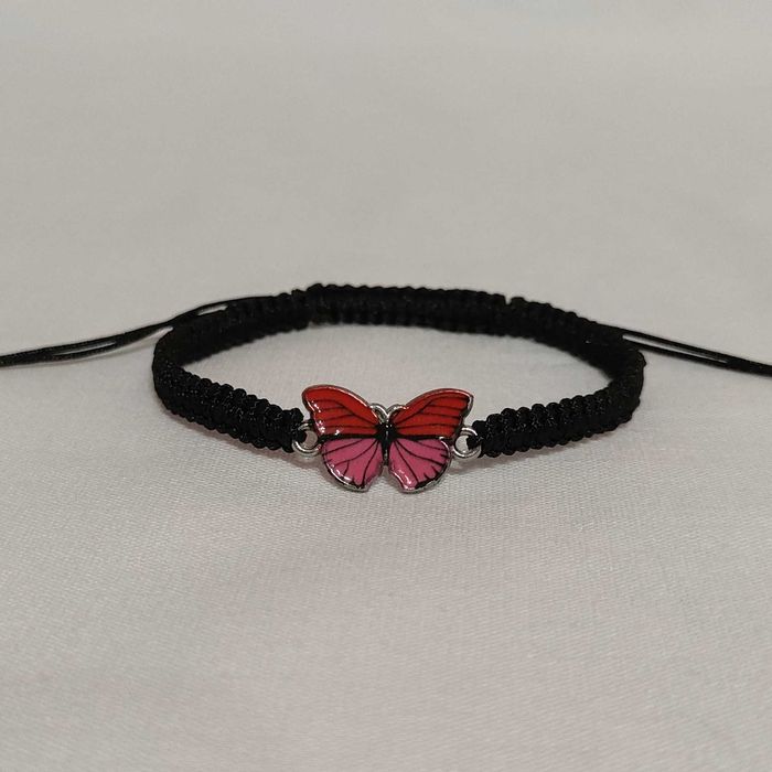 B218 Bransoletka Motyl makrama pleciona Handmade Rękodzieło