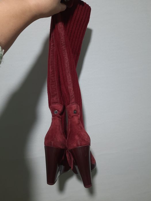 Бордові високі чоботи-панчохи Voile Blanche made in Italy 38