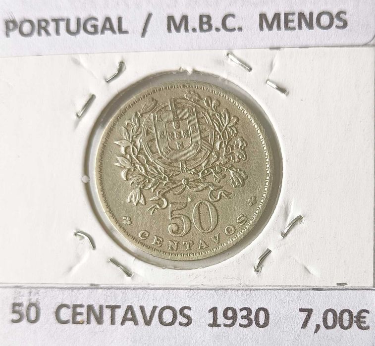 4 Moedas Portuguesas da 2⁰ República 50 Centavos ( Alpaca )