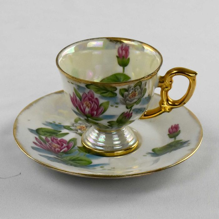 Chávena café e pires Lustrina, “July Water Lily”, circa 1950