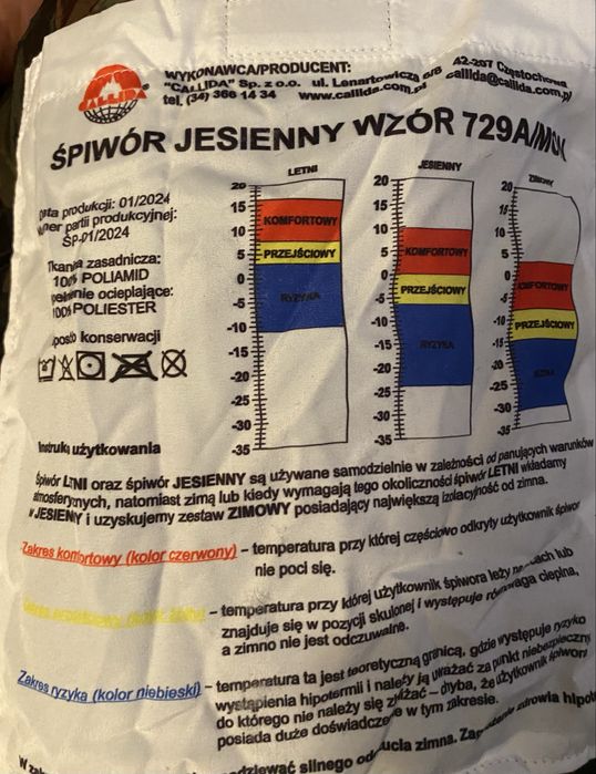 Śpiwór wojsk specjalnych 729a/mon callidia