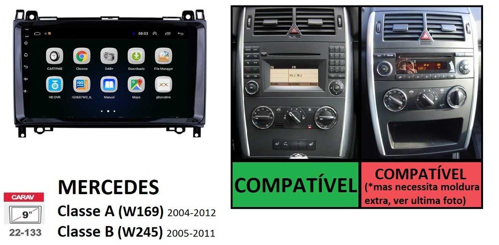 Rádio 2DIN 9" [4+64GB] MERCEDES • A180 (W169) • B180 (W245) • Android
