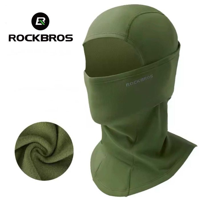 Термо балаклава ROCKBROS чорна хакі пудра салат вело маска підшоломник