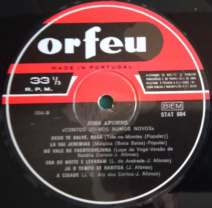 José Afonso	- - - - -		Contos Velhos, Rumos Novos	- - - - -	LP
