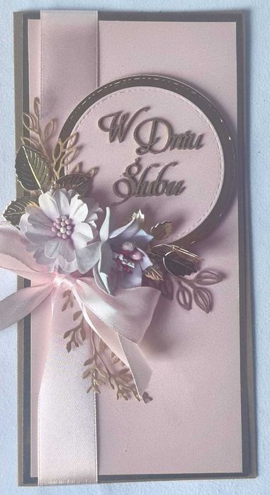 Ręcznie robiona kartka ślubna z pudełkiem 3D W Dniu Ślubu personalizacja