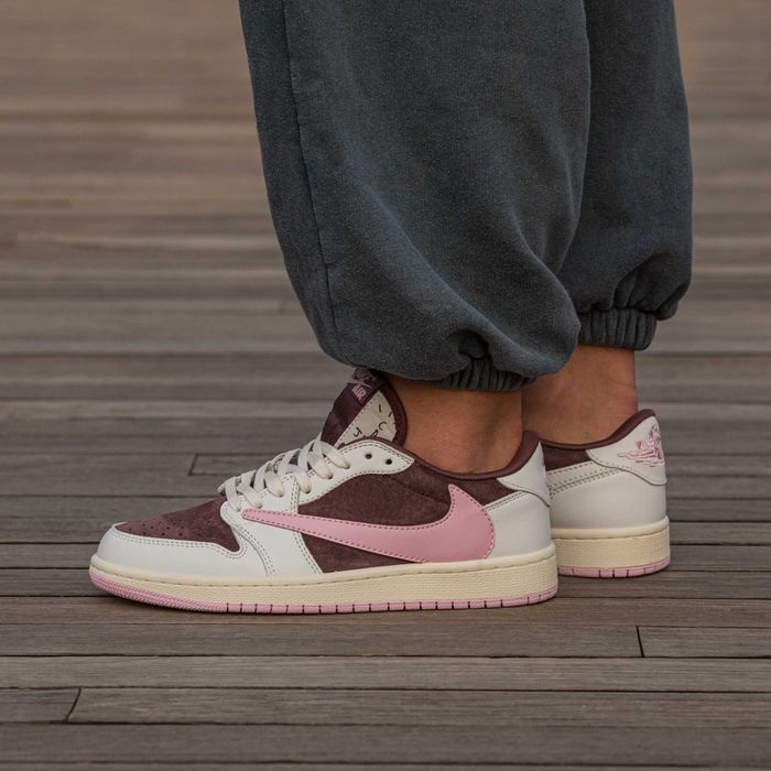 Кросівки Nike Air Jordan 1 Low x Travis Scott Pink premium | Кроссовки Найк жіночі чоловічі