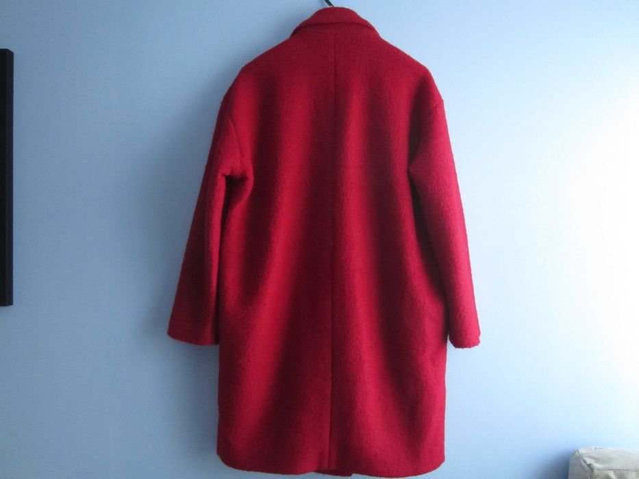 Czerwony płaszcz z wełną,rozm S (M, L) oversize zimowa kurtka Reserved