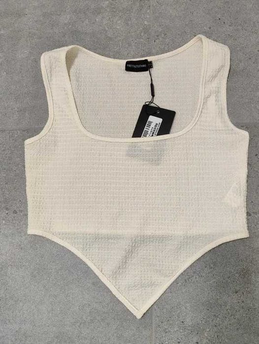 Ecru kremowy crop top Prettylittlething 42 XL