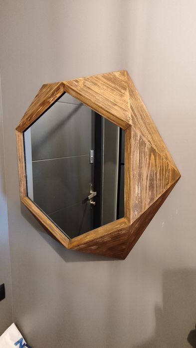 Lustro szesciokątne drewno