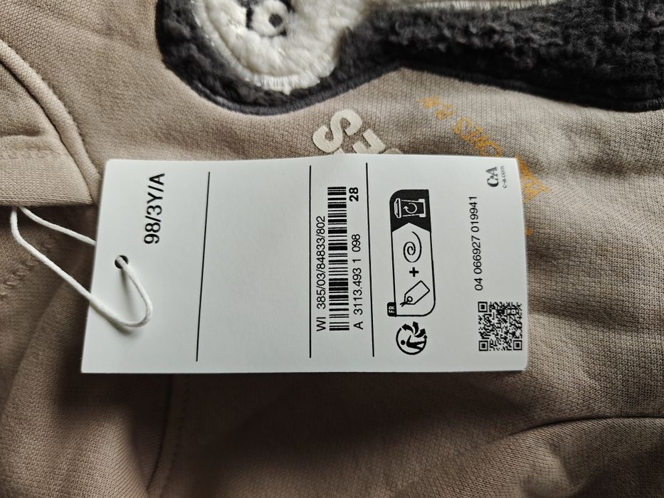 Sweater Hoodie beige Pinguim criança 3 anos 98 cm, nova, por estrear