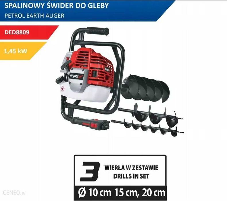 Spalinowy świder do gleby, świder glebowy DEDRA DED8809 52cm3 Płońsk