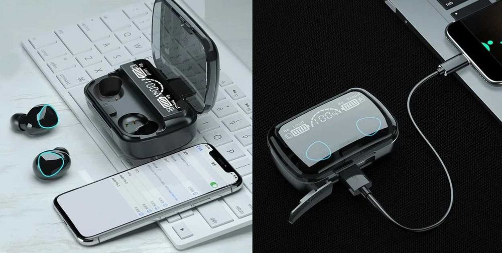 Бездротові, Вакуумні, Bluetooth навушники з дисплеєм і мікрофоном M10