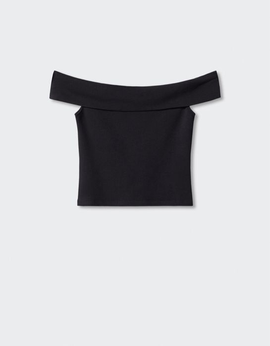 Nowy top z odkrytymi ramionami Mango L czarny