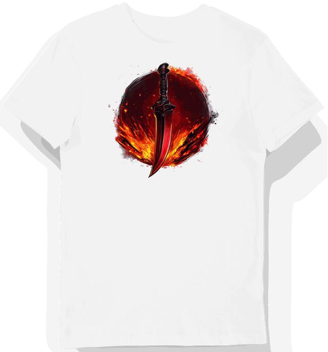 Koszulka męska biała z nadrukiem czerwonego noża CS2 L