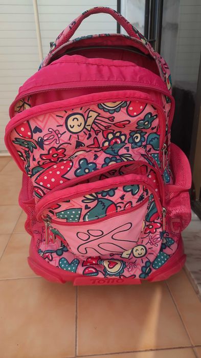 Mochila Rosa Trolle Totto - Como Nova