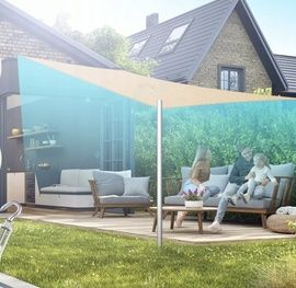 Żagiel przeciwsłoneczny kwadrat  HDPE UV+ piaskowy 4x4 m
