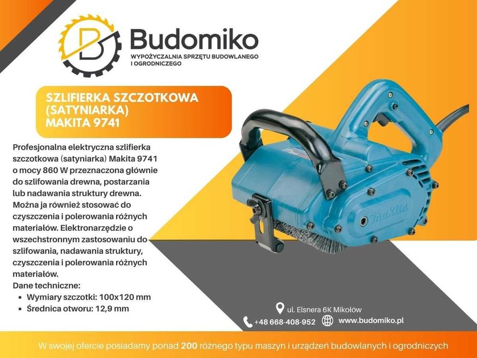 Wynajem , satyniarka Makita 9741 szlifierka szczotkowa 860W