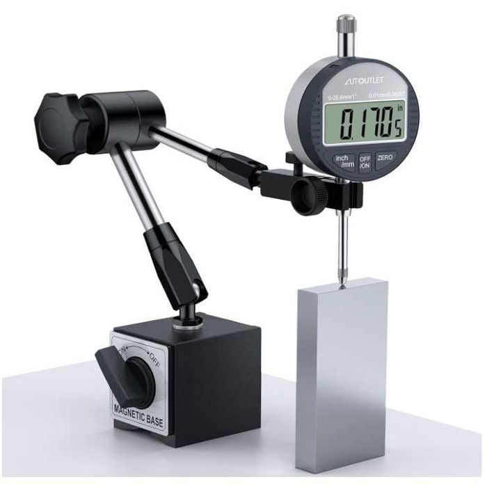 Cyfrowy czujnik zegarowy 0-25mm z podstawą magnetyczną AUTOUTLET