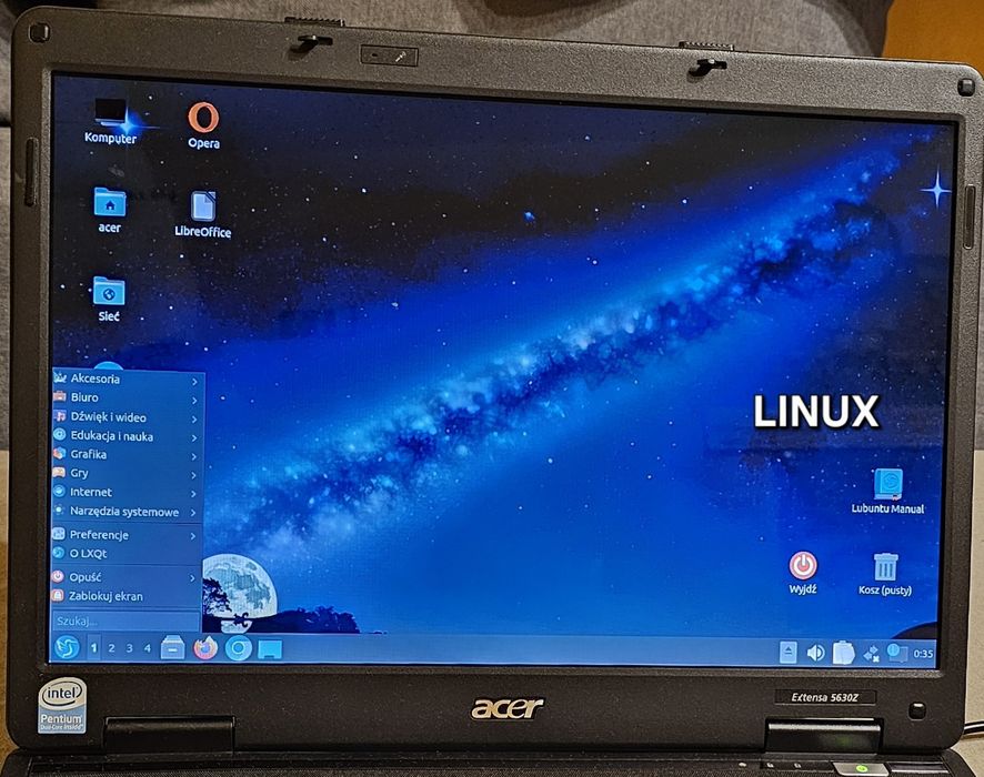 Acer Extensa 5630Z + zasilacz. Intel 2x2.4 GHz, 4gb RAM. Windows/Linux