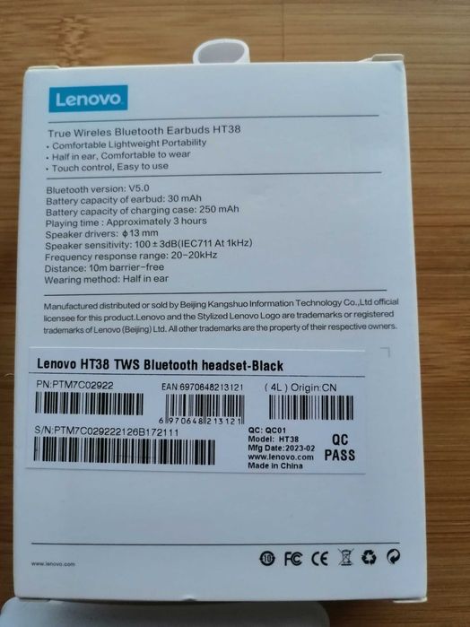 Auriculares Lenovo Bluetooth, earphones NOVOS
