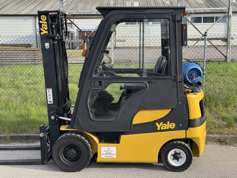 YALE [2019r] wózek widłowy 1500kg 1.5t | UDT 09.2026r LPG | kabina + ogrzewanie | silnik NISSAN K21
