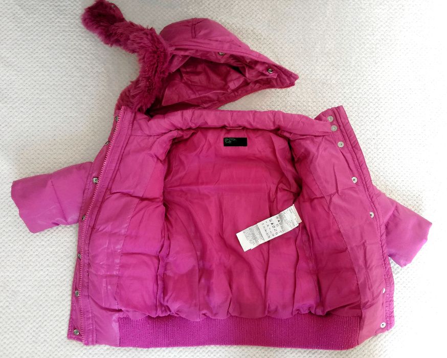 BENETTON puch płaszczyk zimowy różowy 74 80