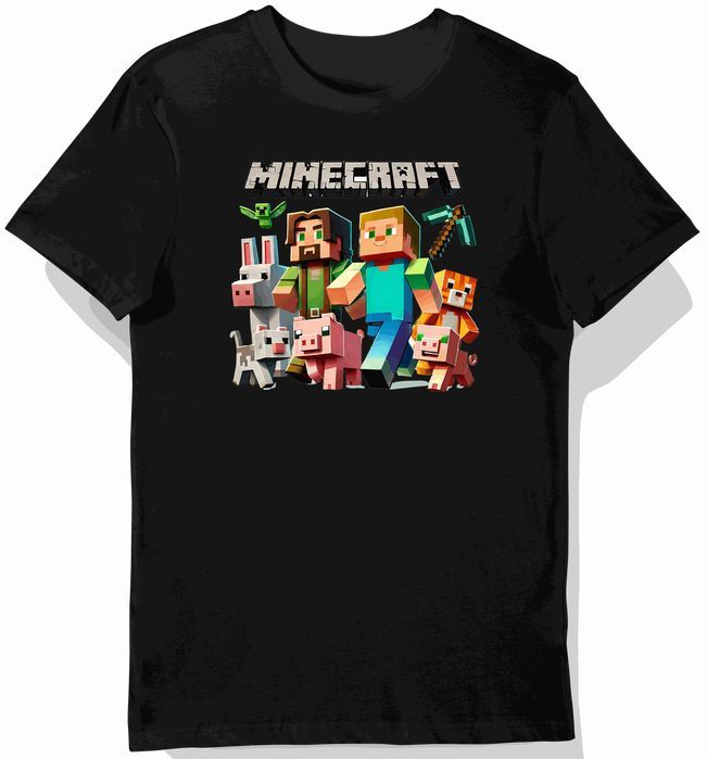 Koszulka dziecięca czarna Pixel Heroes: steve minecraft prezent 152