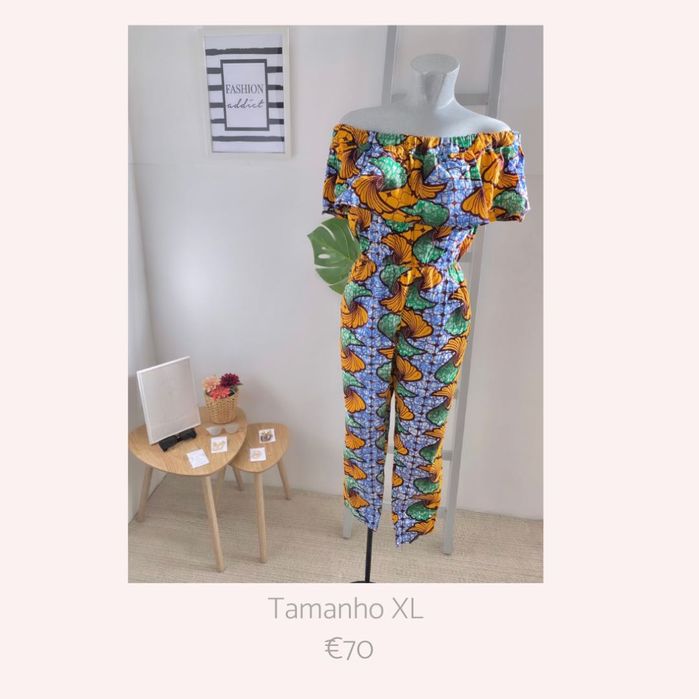 African Print Co Ord Conjunto Saia Macacão XL