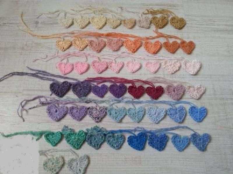 Serduszko na szydełku walentynki serduszka szydełkowe 10 szt komplet