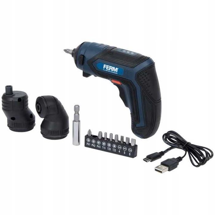 Wkrętak wkrętarka akumulatorowa Ferm CDM1198 + 2 wymienne głowice 4 V