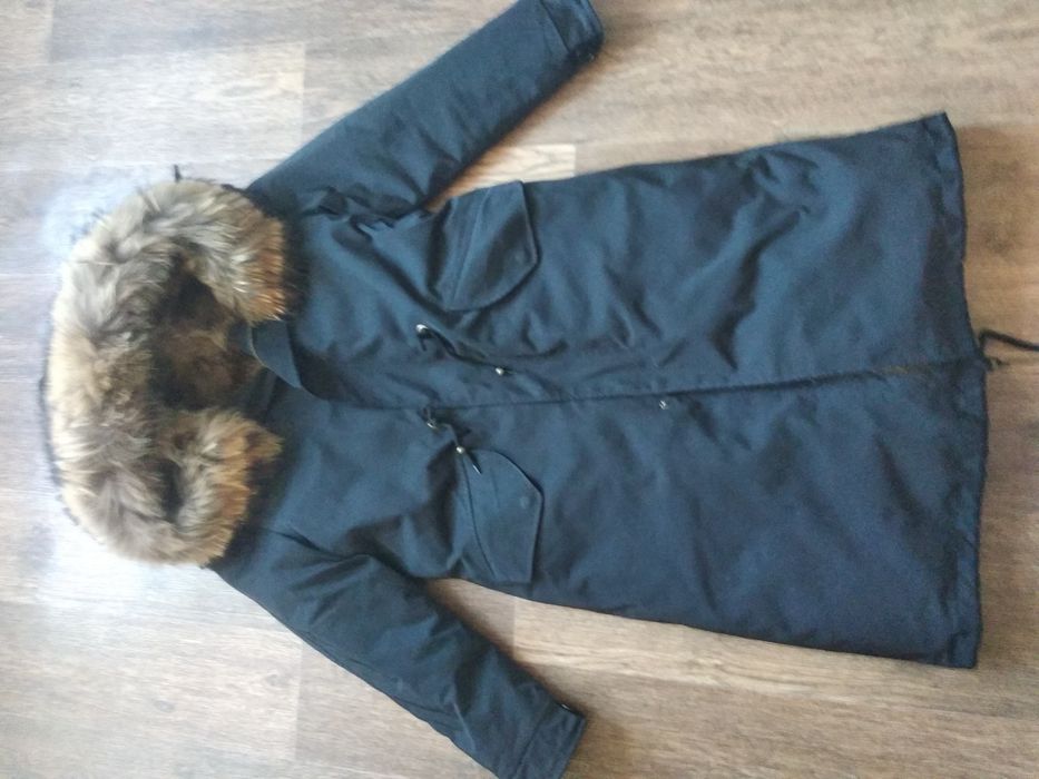 Парку з натуральним хутром єнота довга, xxl. xxxl