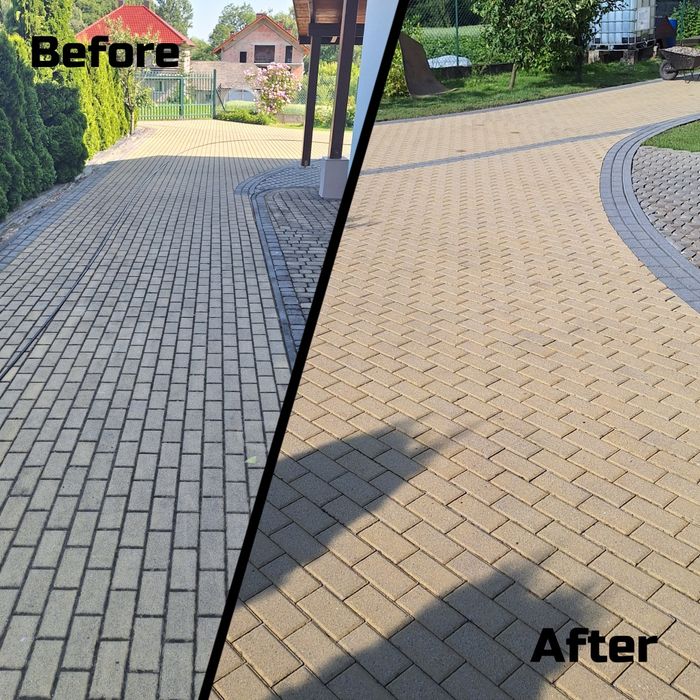 Mycie kostki brukowej + poprawki brukarskie