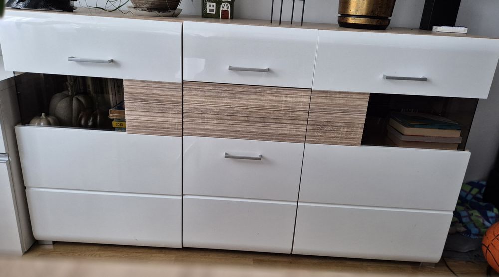 Komoda BRW biała/dąb sonoma