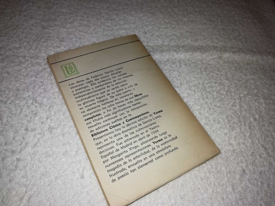yerma (federico garcía lorca) 1971 livro