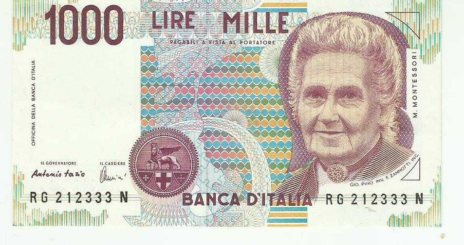 Banknot 1000 lirów z 1990 r