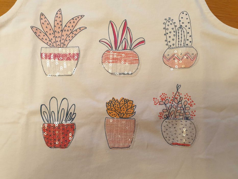 Top de alças com cactos com lantejoulas. Verbaudet 12 anos