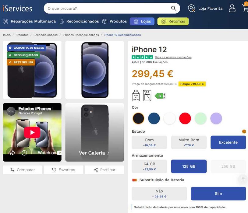 iPhone 12 como Novo (Garantia de 6 meses)