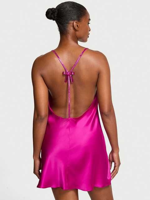 Victoria's Secret пеньюар комбинация XS Very Sexy Crystal Bow Satin Mini Slip Dress
