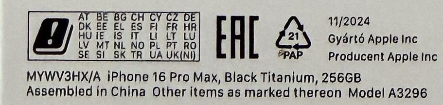 Iphone 16 Pro Max 256GB Black Titanium