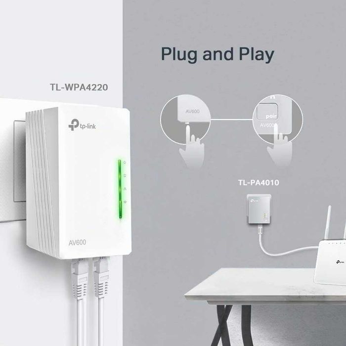 TP-Link TL-WPA4220 Kit - adaptador Powerline AV600, kit PLC WiFi 300 Mbps