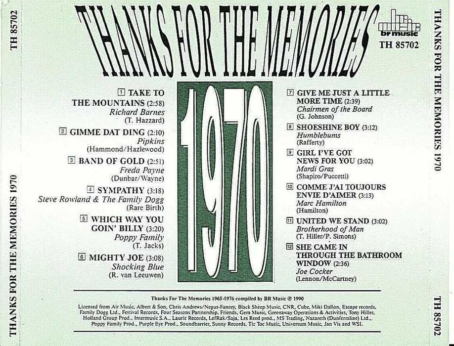 Thanks for the Memories - 1970 made in Holand 1990