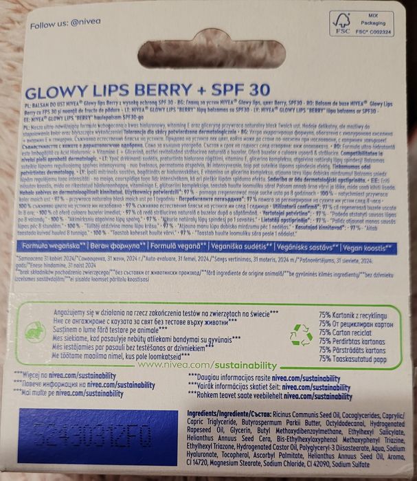 Tubka Nivea Glowy Lips Berry