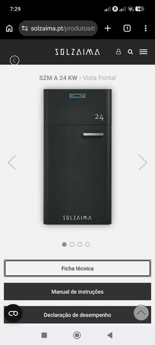 Caldeira pellets solzaima 24Kw