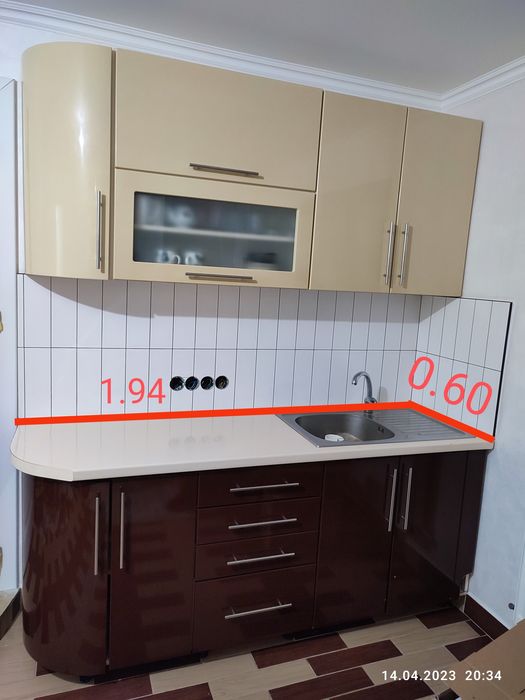 Кухня МДФ(фарбований) на дві стіни