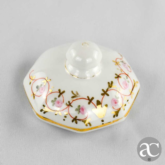 Açucareiro em porcelana Vista Alegre, com dourado